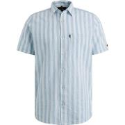 Chemise Vanguard Chemise Short Sleeve De Lin Rayures Bleu Clair