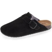 Mules Isotoner Sabots fourrés en cuir Femme Noir