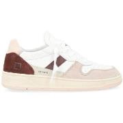 Baskets Date Baskets Court 2.0 en cuir blanc avec détails roses et