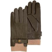 Gants Isotoner Gants homme tactiles cuir/tricot Kaki