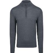 Sweat-shirt Profuomo Pullover Half Zip Laine Merino Anthracite