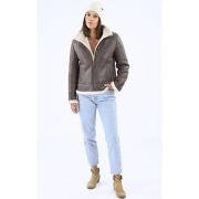 Blouson Levis Bombardier capuche mouton marron-047882