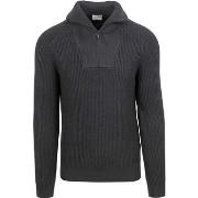 Sweat-shirt No Excess Pull Demi-Zip Two Coloured Melange Noir