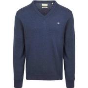 Sweat-shirt Gant Pull Col-V Jeans Melange