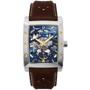 Montre Pierre Lannier HECTOR Argenté Cadran Bleu Bracelet Cuir Brun 26...