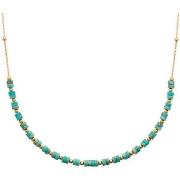 Collier Brillaxis Collier turquoise plaqué or 45 cm