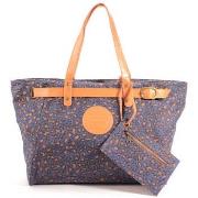 Cabas Le Temps des Cerises Sac Cabas en Toile Aloes 1 Leopard Bleu