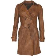 Manteau La Canadienne Trench cuir cognac-048186