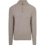 Sweat-shirt Suitable Half Zip Pull-over Laine Boiled Taupe