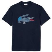 T-shirt Lacoste T-SHIRT EN COTON ÉPAIS CROCODILE GRAPHIQUE BLEU MARI