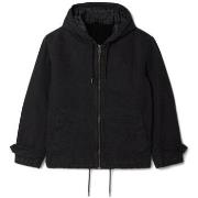 Manteau Lacoste BLOUSON COURT DOUBLÉ SHERPA NOIR DÉLAVÉ