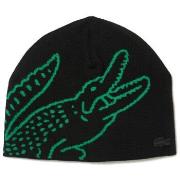 Bonnet Lacoste BONNET EN LAINE JACQUARD AVEC CROCODILE NOIR