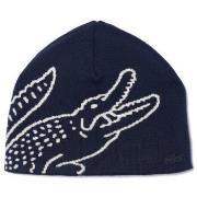 Bonnet Lacoste BONNET EN LAINE JACQUARD AVEC CROCODILE BLEU MARINE