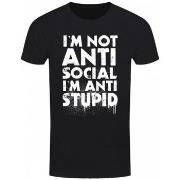 T-shirt Grindstore I'm Not Anti-Social I'm Anti-Stupid