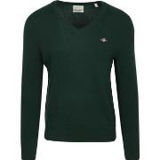 Sweat-shirt Gant Pullover Col-V Wool Blend Vert Foncé