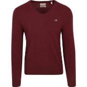 Sweat-shirt Gant Pullover Col-V Wool Blend Bordeaux