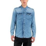 Jeans Replay Chemise Western Regular Bleu Clair