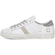 Baskets Date Date sneakers femme Hill Low veau blanc argent