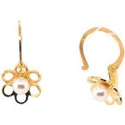 Boucles oreilles Brillaxis Boucles d'oreilles fleur ajourée perle de c...