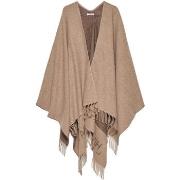 Echarpe Hinnominate Poncho In Maglieria Con Frange E Logo Jacquard