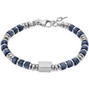 Bracelets Lotus Bracelet Style Perles Bleues acier