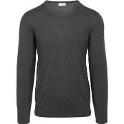 Sweat-shirt Profuomo Pull-over Col-V Laine Merinos Anthracite