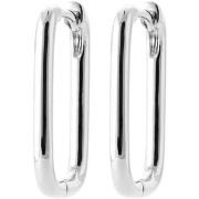 Boucles oreilles Brillaxis Créoles rectangulaires argent rhodié 23mm