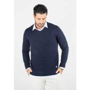 Pull Hollyghost Pull homme col v navy - Touché cachemire