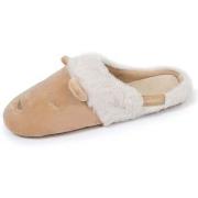 Chaussons Isotoner Chaussons mules Femme 3D microvelours Beige