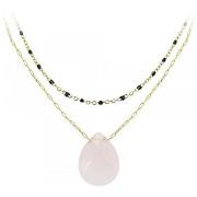 Collier Sc Bohème B2394-NOIR+B2498-QUARTZ-ROSE