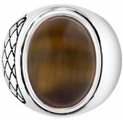 Bijoux Orusbijoux Bague Homme œil De Tigre Asymétrique Argent