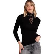 Blouses Admas T-shirt manches longues col montant dentelle Puntilla