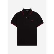 T-shirt Fred Perry Polo à double bouts - noir rouge brûlé