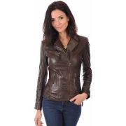 Blouson La Canadienne Blouson en cuir agneau marron-034610