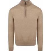 Sweat-shirt Suitable Merino Half Zip Sweater Beige