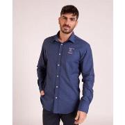 Chemise Camberabero Chemise unie bleue avec broderie coq