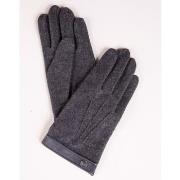 Gants Camberabero Gants en laine gris avec bord stylisé en cuir