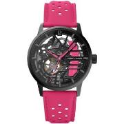 Montre Pierre Lannier PADDOCK Noir Cadran Noir Bracelet Cuir Rose 20 M...