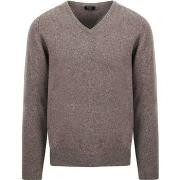 Sweat-shirt William Lockie Pull Laine d'Agneau Vole Marron Gris