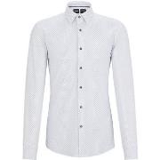 Chemise BOSS Chemise Hank Stretch Impression Blanche