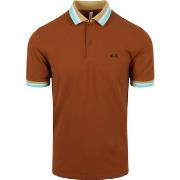 T-shirt Sun68 Polo Multistripes Marron