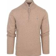 Sweat-shirt Gant Halfzip Wool Sweater Logo Beige