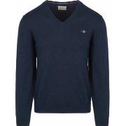 Sweat-shirt Gant Pullover Col-V Jeans Bleu