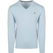 Sweat-shirt Gant Pullover Col-V Bleu Clair