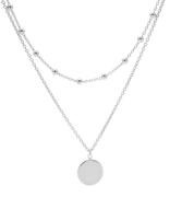 Karma Kettingen Karma Double Necklace Dots Disc Zilverkleurig