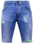 Local Fanatic Skinny korte broek met verfspatten 1027