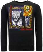 Montfleuri Sweater met print tiger poster