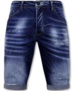 Local Fanatic Blue ripped shorts slim fit