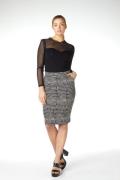 Juffrouw Jansen Skirt lairy pencil black/sand