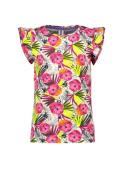 B.Nosy Meisjes t-shirt met ruches aop flowers dazzling